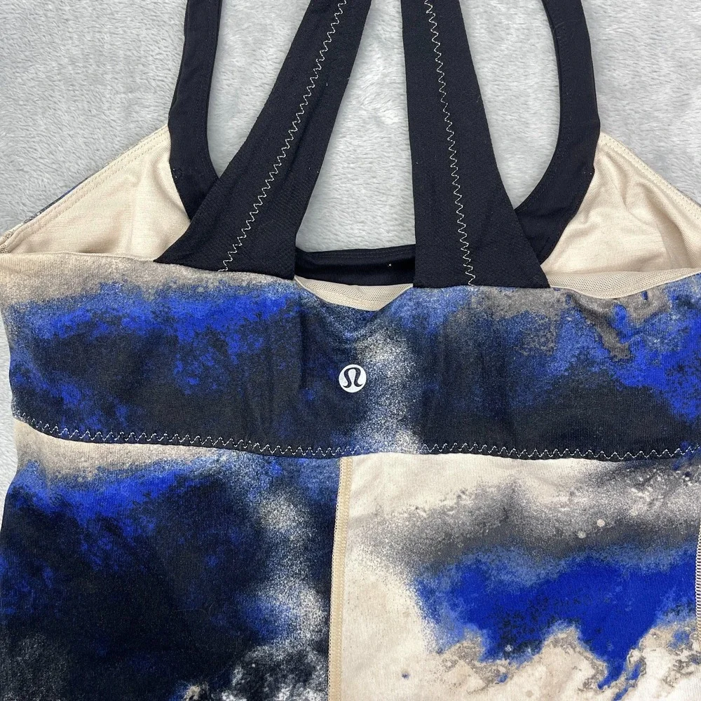 Lululemon Tank Top Womens XS Multi Shelf Bra Milky Way Fitness Scoop Me Up Crop‎